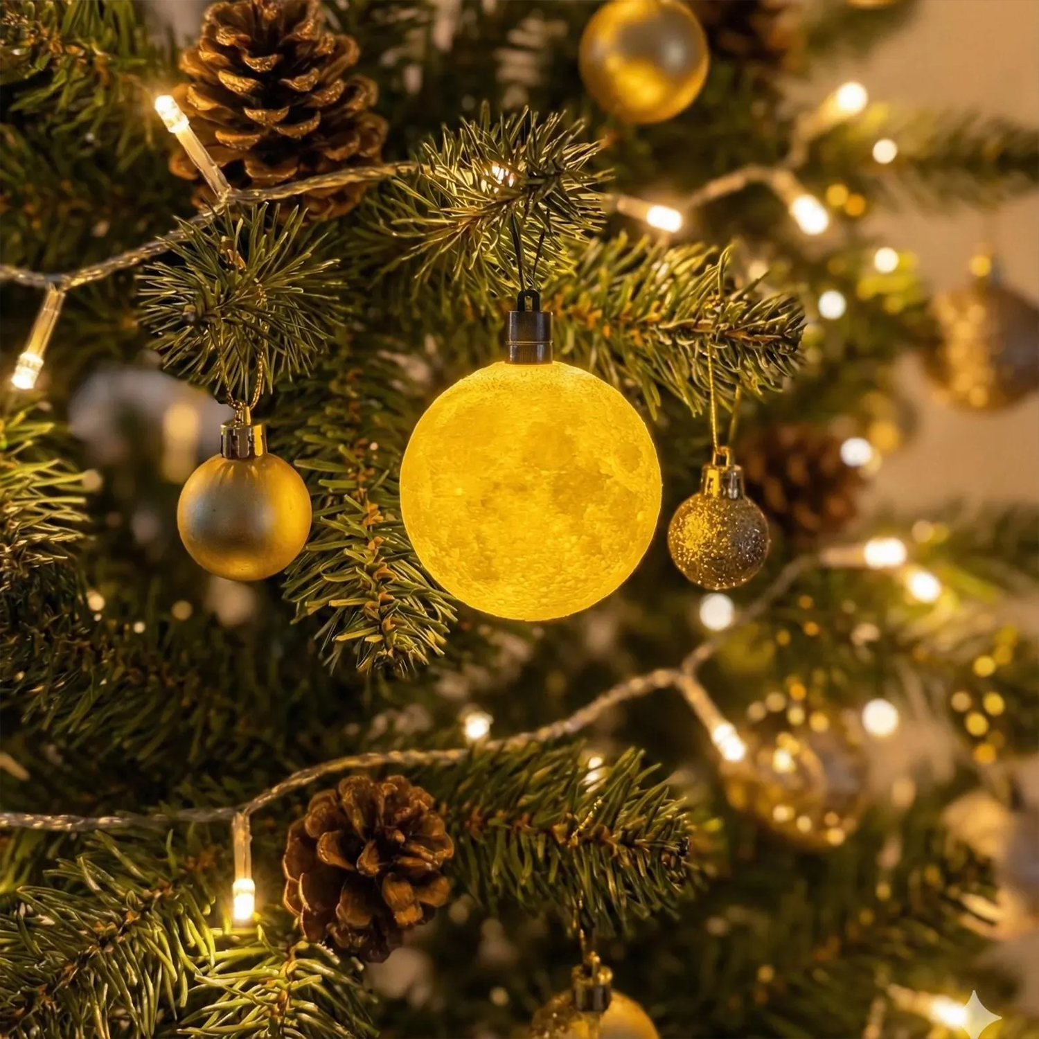 3D‑Printed Hanging Moon Lamp Ornament Space‑Themed Ambient Decor Light